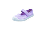 Ballerine in cotone con velcro da bambina lilla