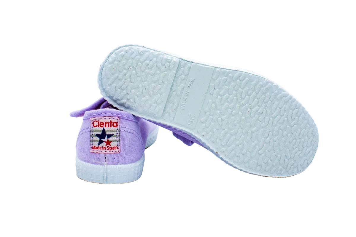 Ballerine in cotone con velcro da bambina lilla