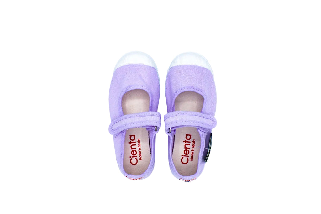 Ballerine in cotone con velcro da bambina lilla