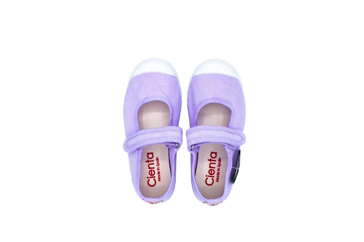 Ballerine in cotone con velcro da bambina lilla