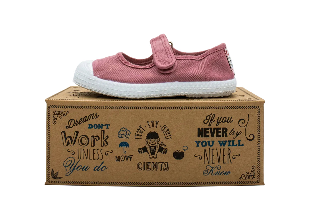 Ballerine in cotone con velcro da bambina rosa