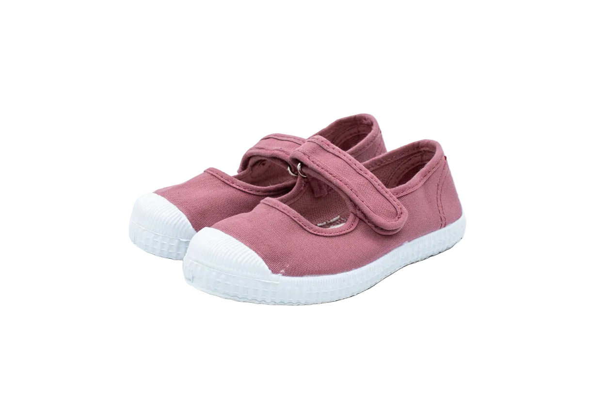 Ballerine in cotone con velcro da bambina rosa