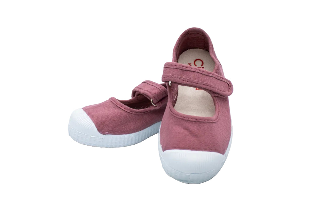 Ballerine in cotone con velcro da bambina rosa