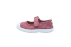 Ballerine in cotone con velcro da bambina rosa