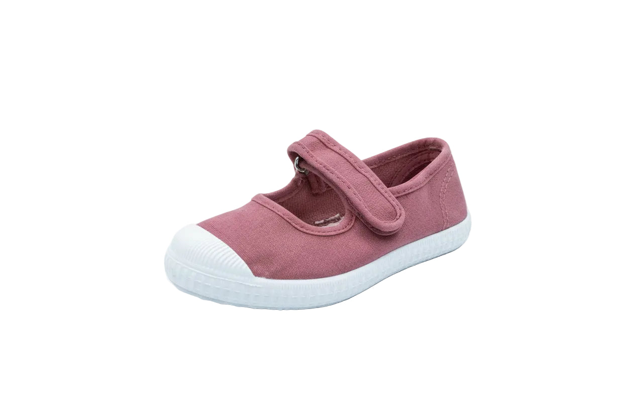Ballerine in cotone con velcro da bambina rosa