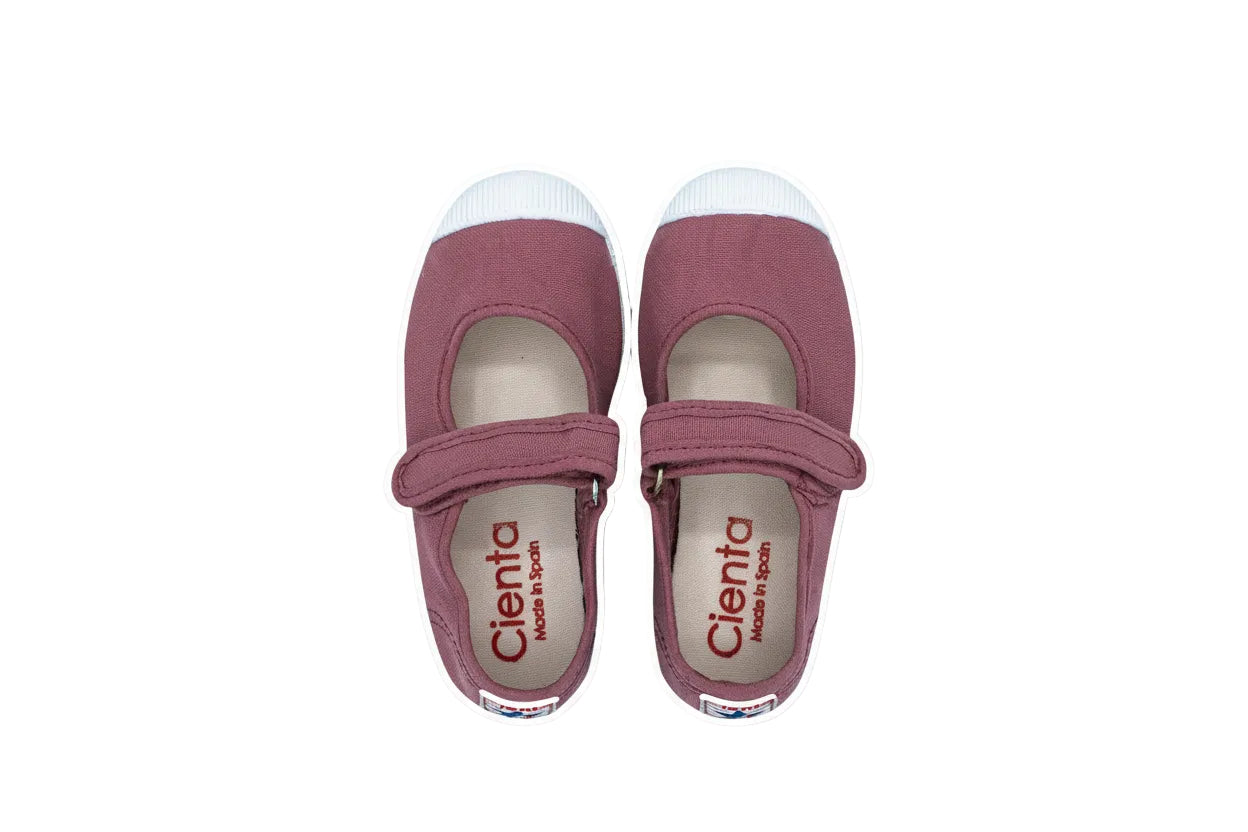 Ballerine in cotone con velcro da bambina rosa