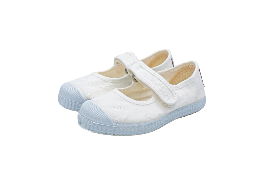Cotton ballerinas with Velcro for girls in white lace