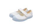 Cotton ballerinas with Velcro for girls in white lace