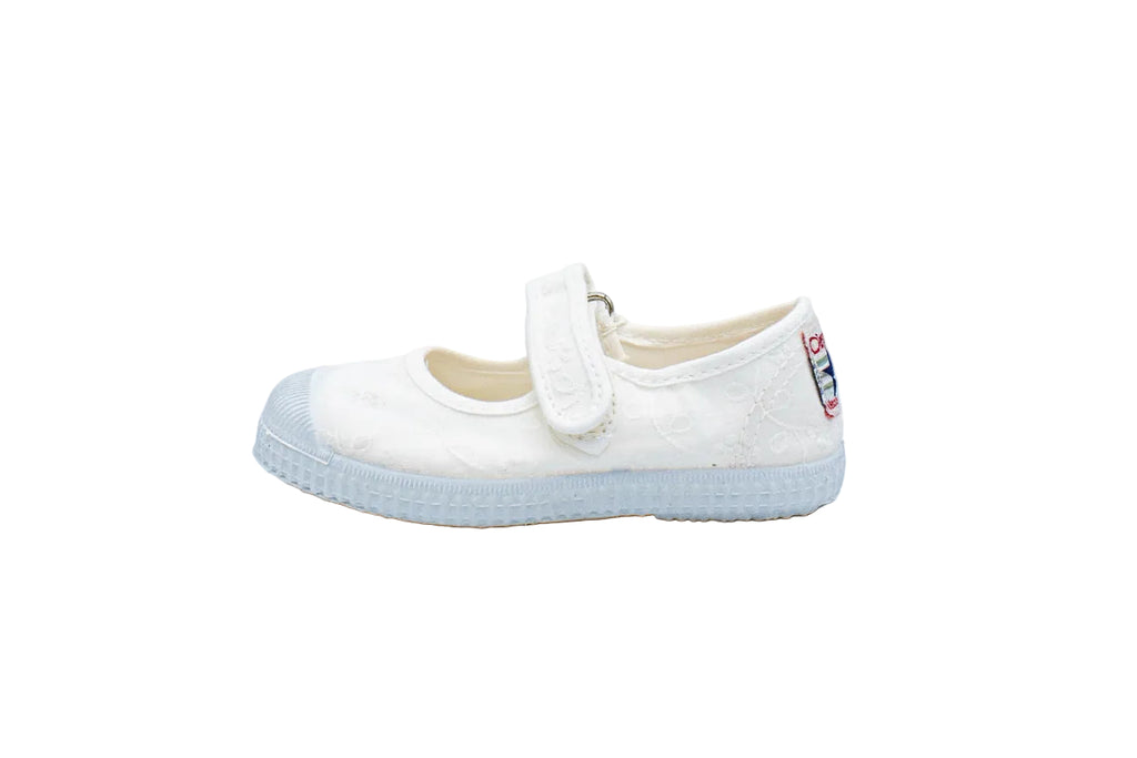 Cotton ballerinas with Velcro for girls in white lace