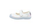 Cotton ballerinas with Velcro for girls in white lace