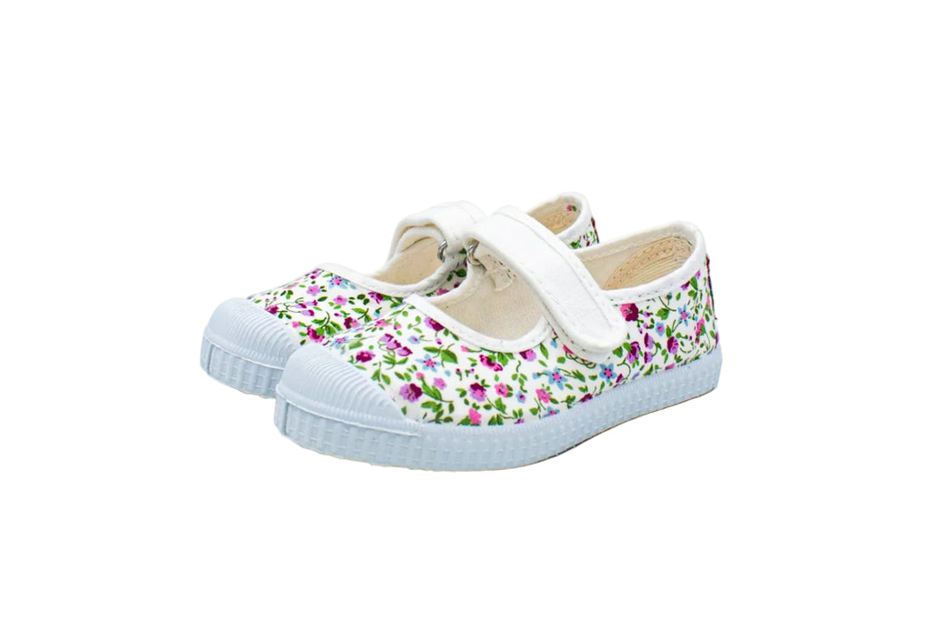Cotton ballerinas with Velcro for girls in floral print