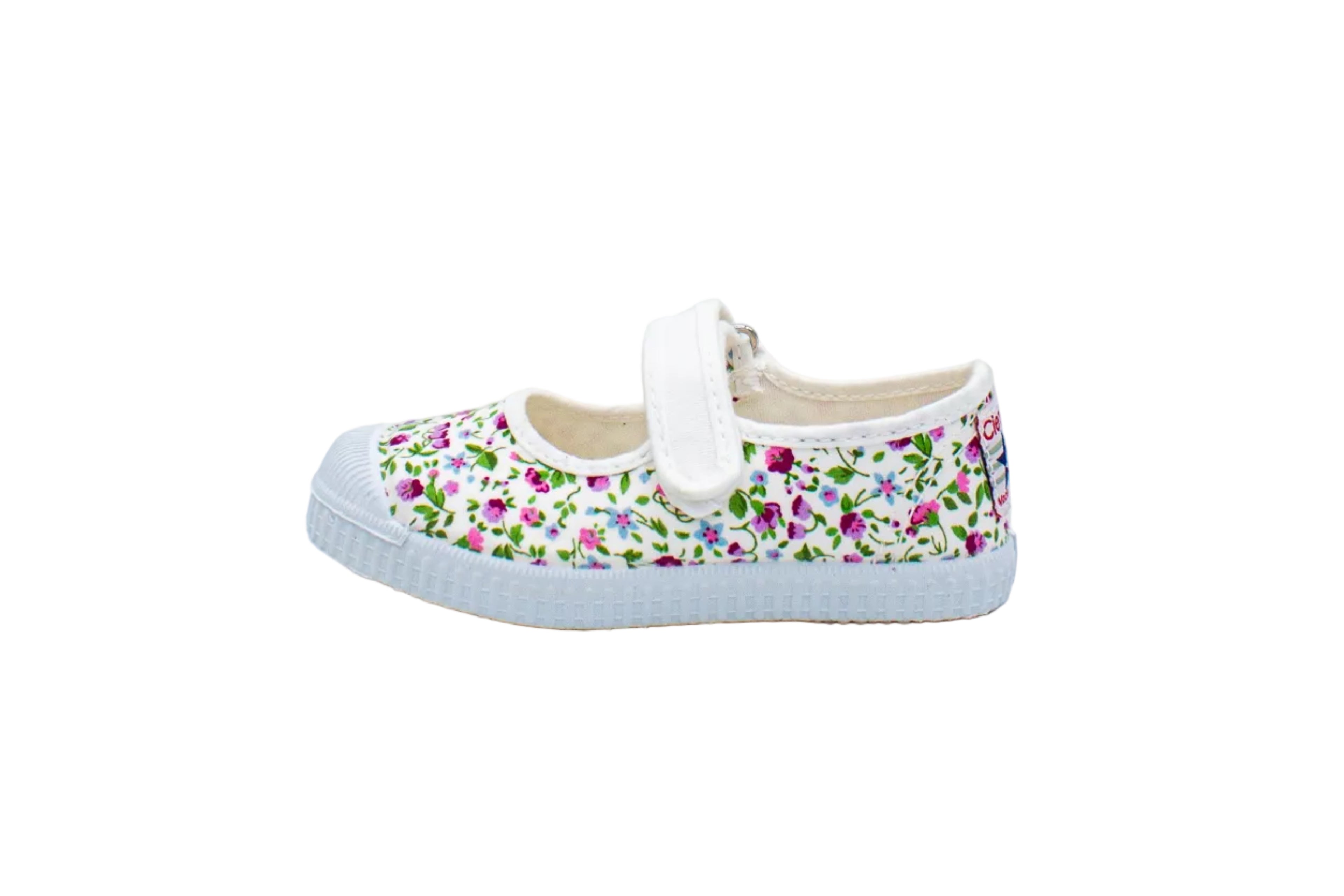 Cotton ballerinas with Velcro for girls in floral print