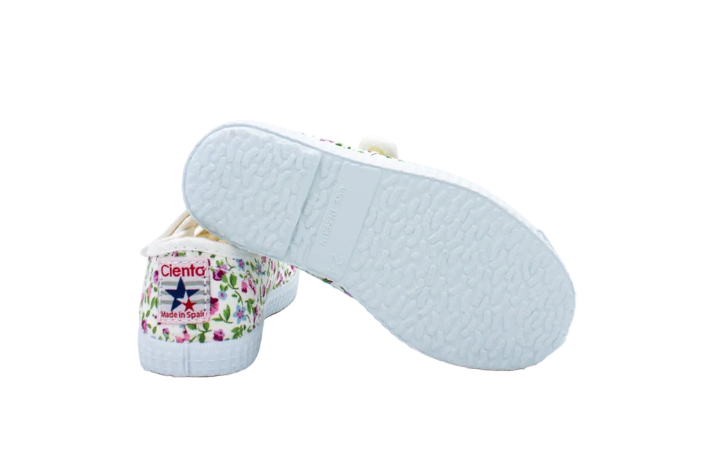 Cotton ballerinas with Velcro for girls in floral print