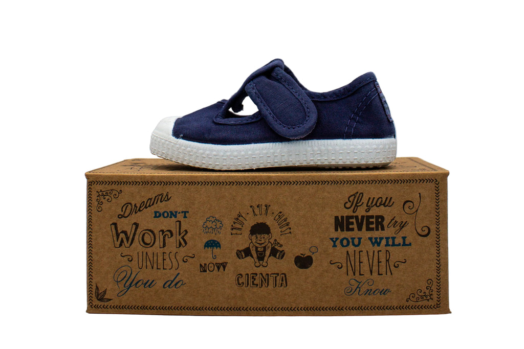 Scarpine in cotone con velcro da bambino blu