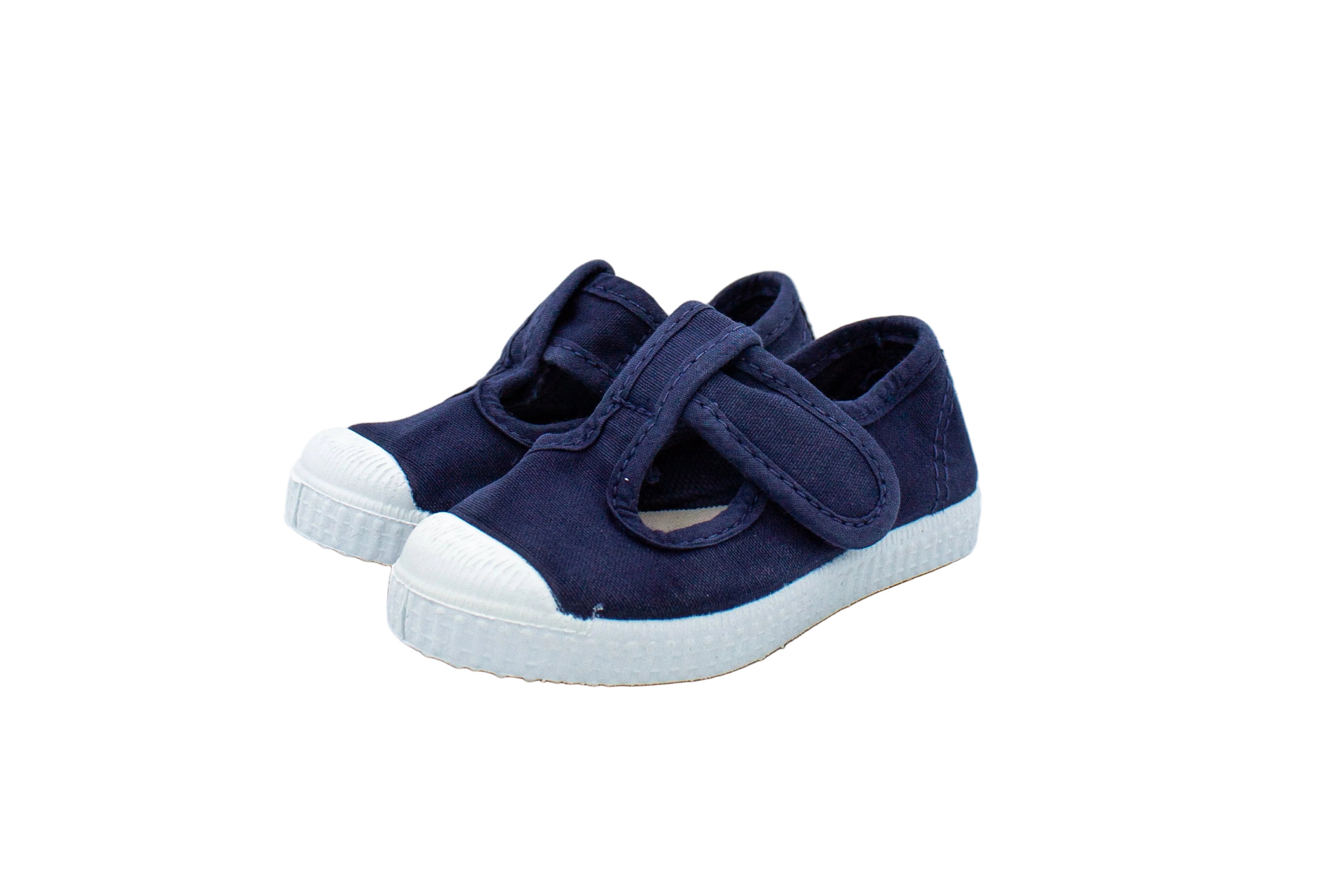 Scarpine in cotone con velcro da bambino blu