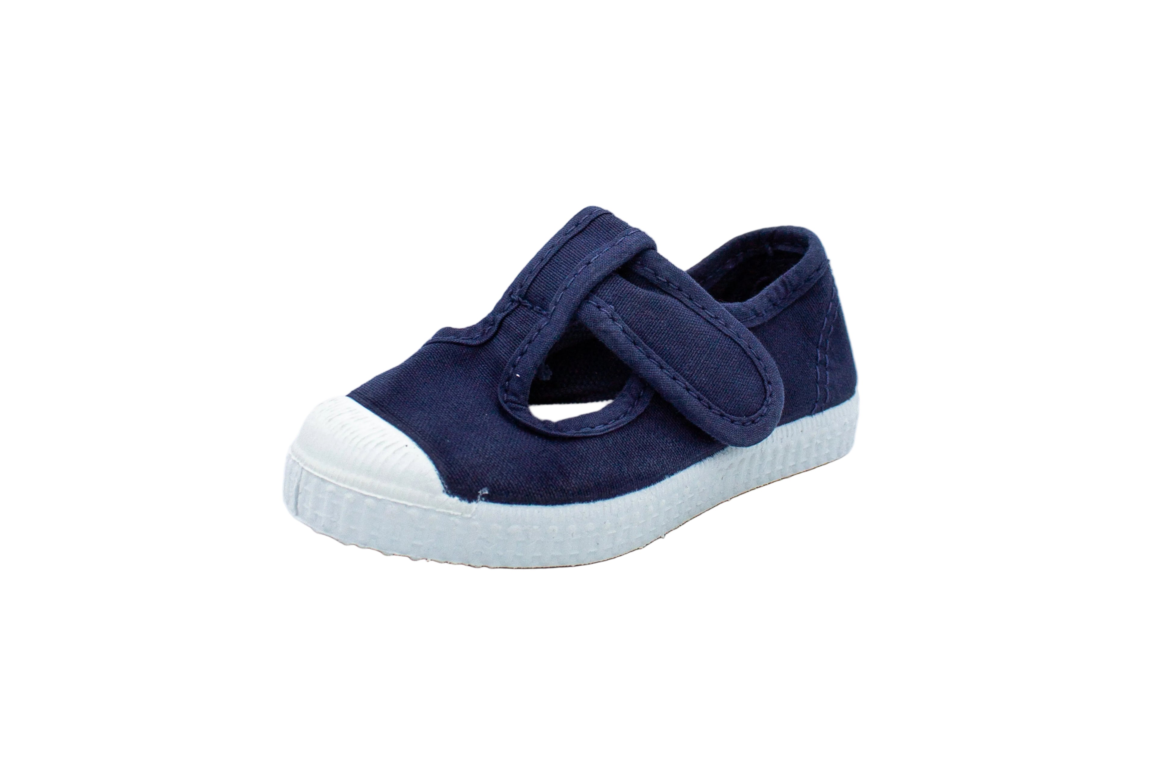 Scarpine in cotone con velcro da bambino blu