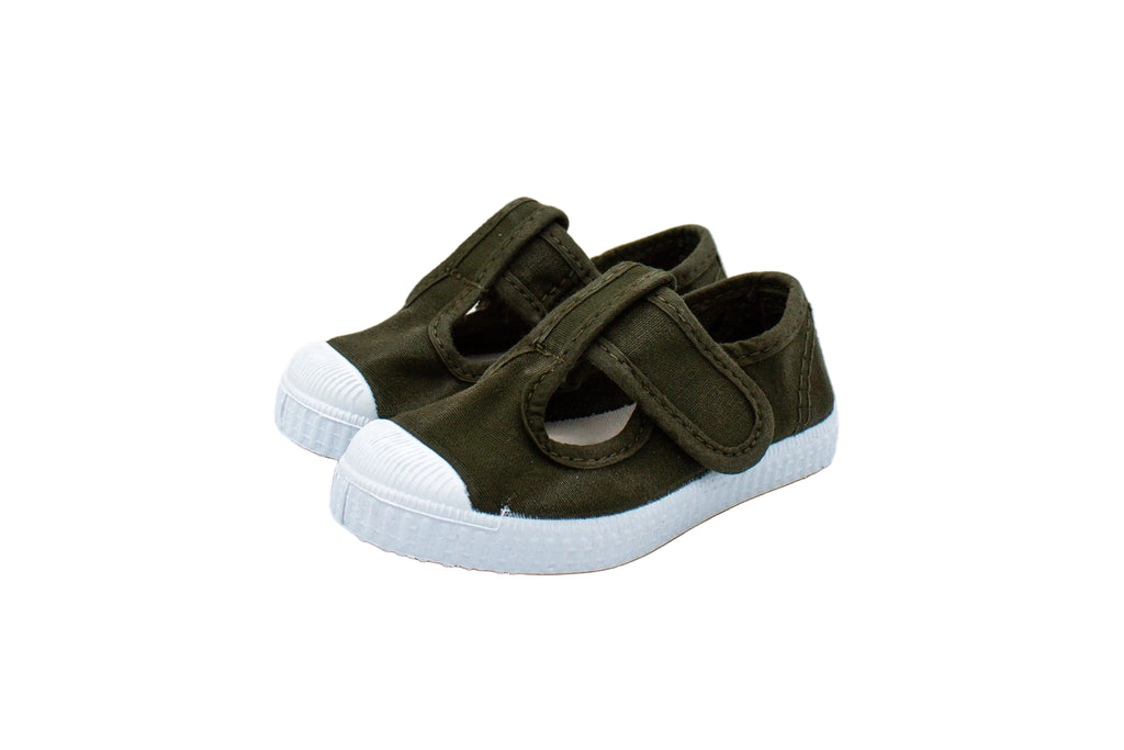 Cotton toddler shoes with Velcro in khaki