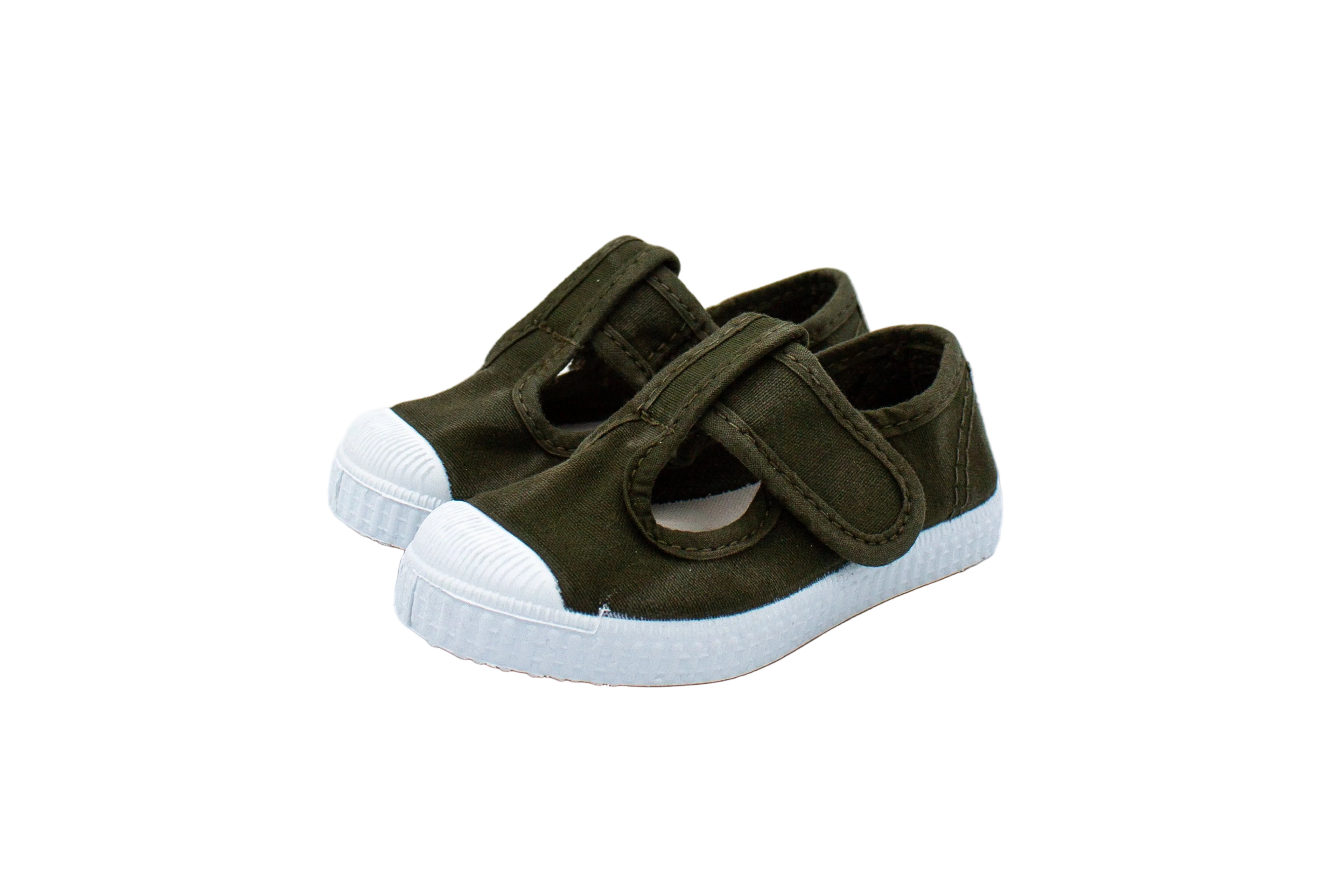 Cotton toddler shoes with Velcro in khaki