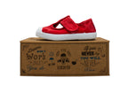 Scarpine in cotone con velcro da bambino rosso