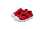 Scarpine in cotone con velcro da bambino rosso