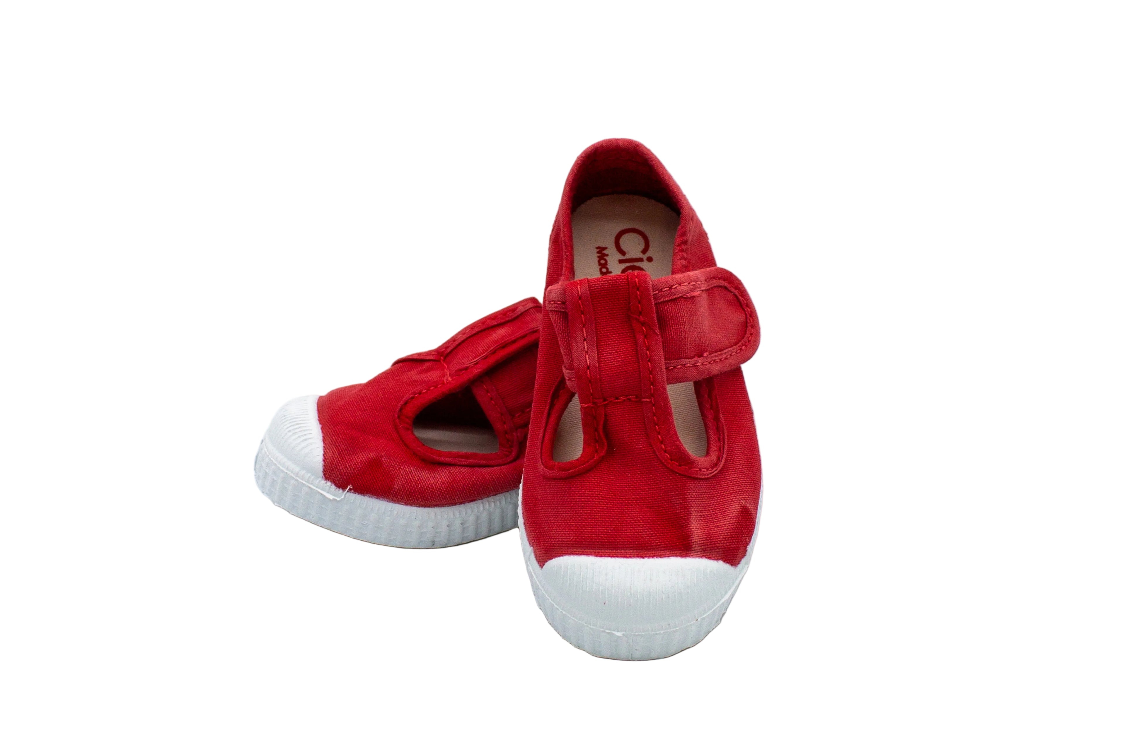 Scarpine in cotone con velcro da bambino rosso