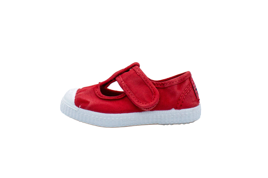Scarpine in cotone con velcro da bambino rosso