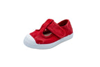 Scarpine in cotone con velcro da bambino rosso