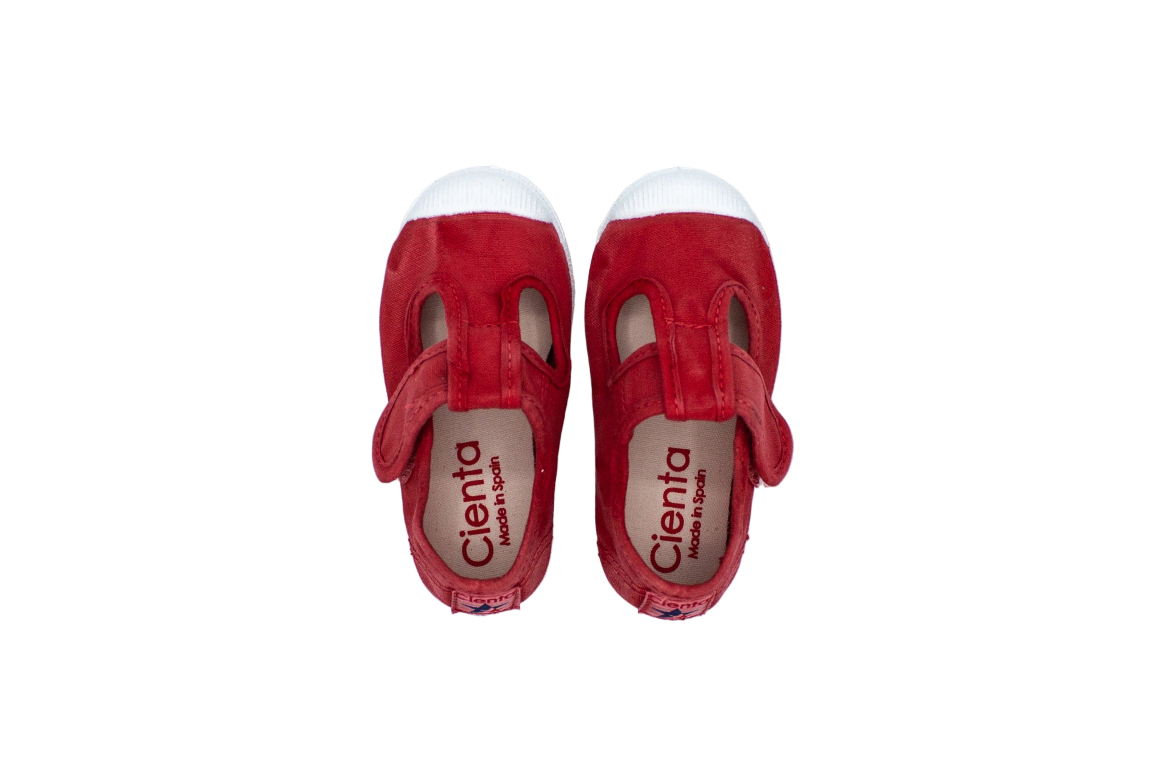 Scarpine in cotone con velcro da bambino rosso