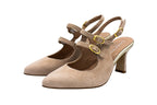 Slingback in camoscio tacco 7 beige