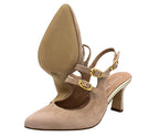Slingback in camoscio tacco 7 beige