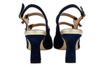 Blue suede slingback with 7 cm heel