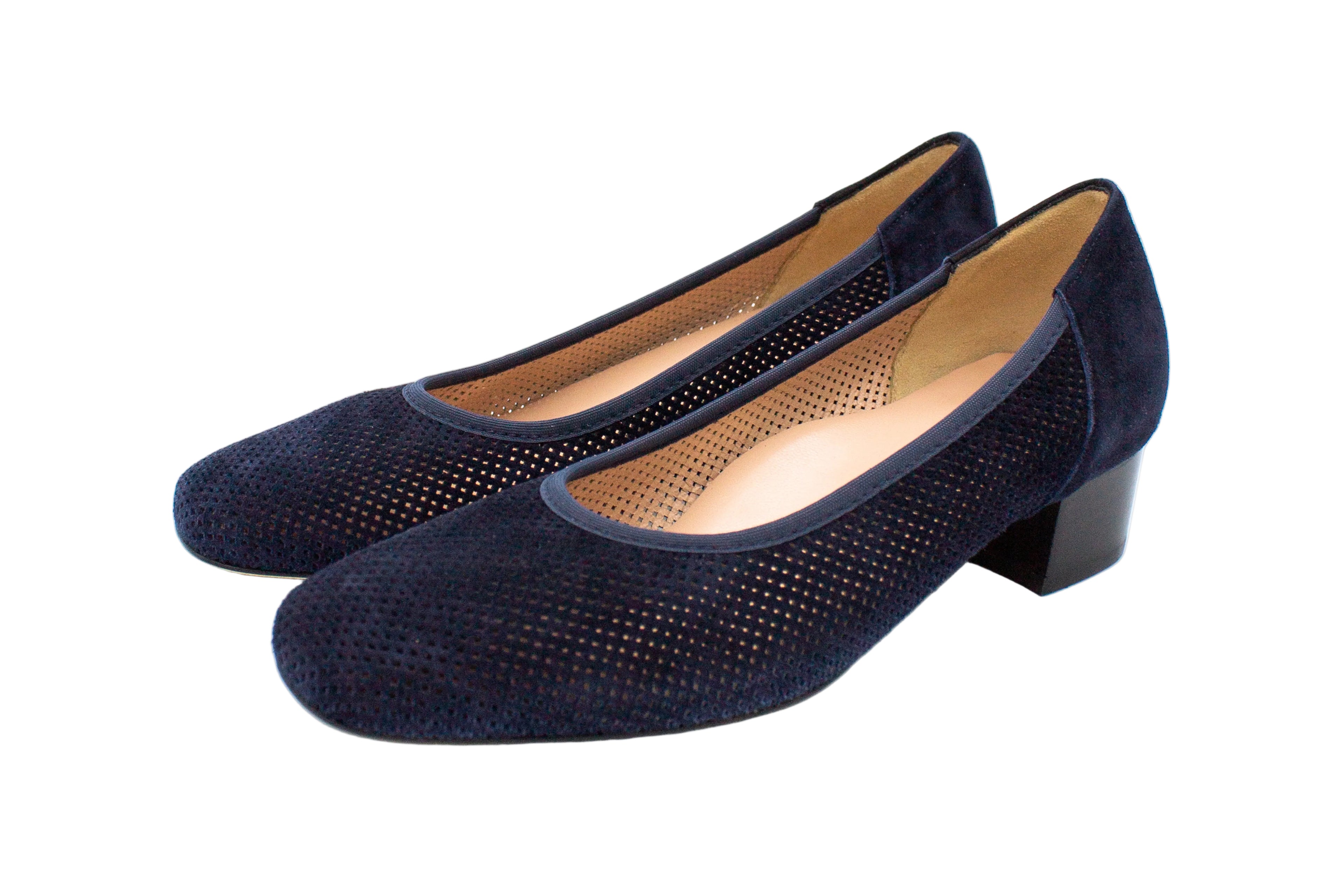 Decolleté in camoscio tacco 3 blu