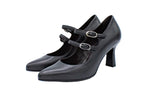 Black nappa pump with two straps