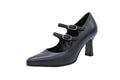 Black nappa pump with two straps