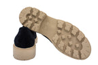 Blue suede loafers with chunky sole