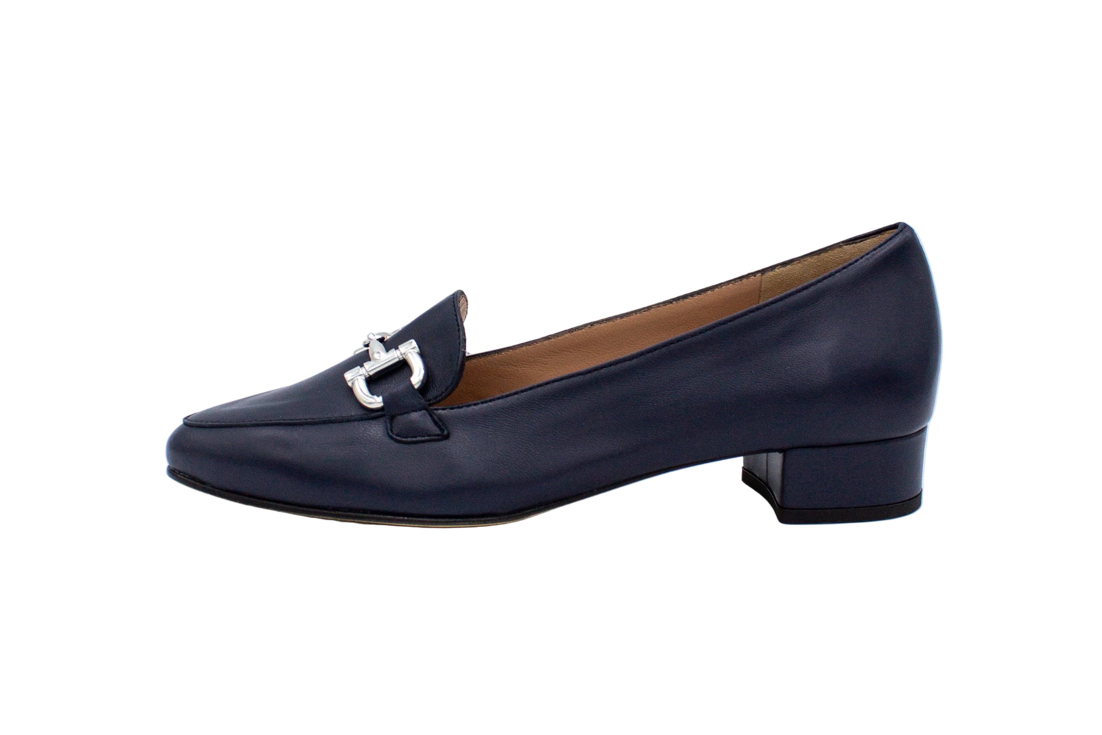 Mocassini a punta con morsetto in pelle blu