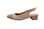 Beige suede slingback with leather toe
