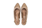 Beige suede slingback with leather toe