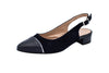 Blue suede slingback with leather toe