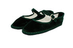 Bottle green velvet Friulane with strap