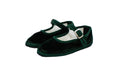 Children's bottle green velvet Friulane with strap