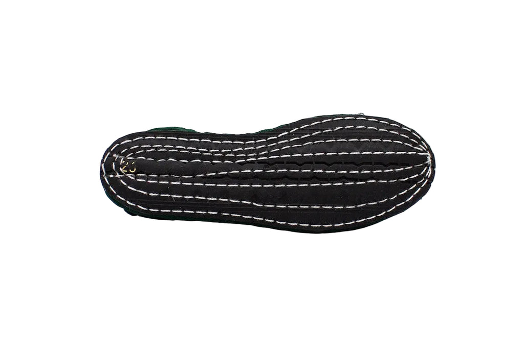 Children's bottle green velvet Friulane with strap