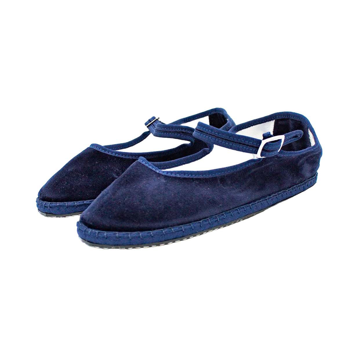 Friulane con cinturino in velluto blu