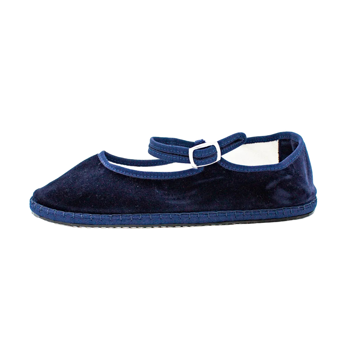 Friulane con cinturino in velluto blu