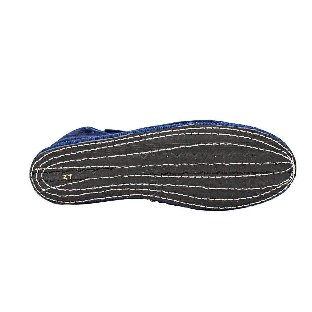 Friulane con cinturino in velluto blu