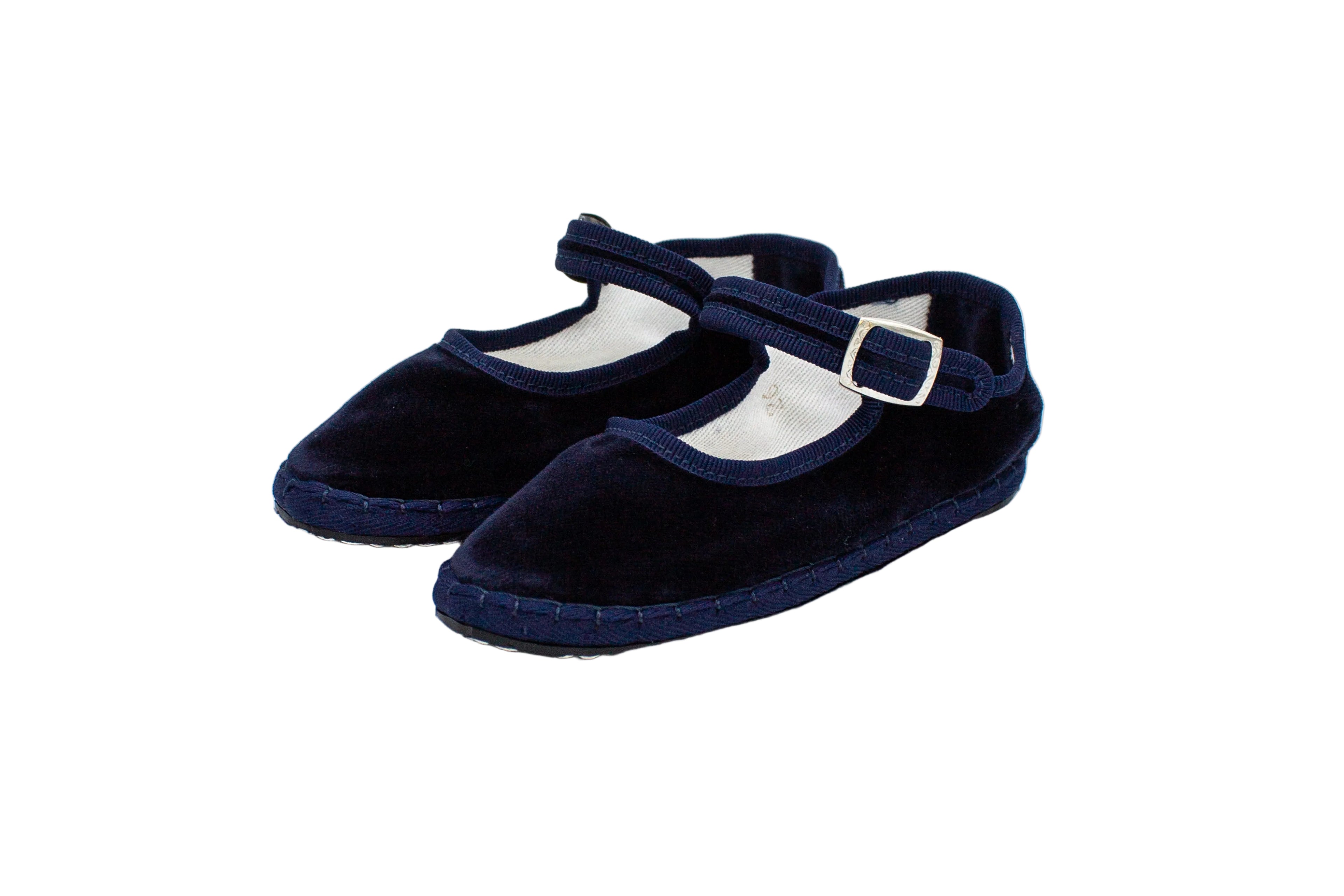 Friulane con cinturino in velluto blu bambini