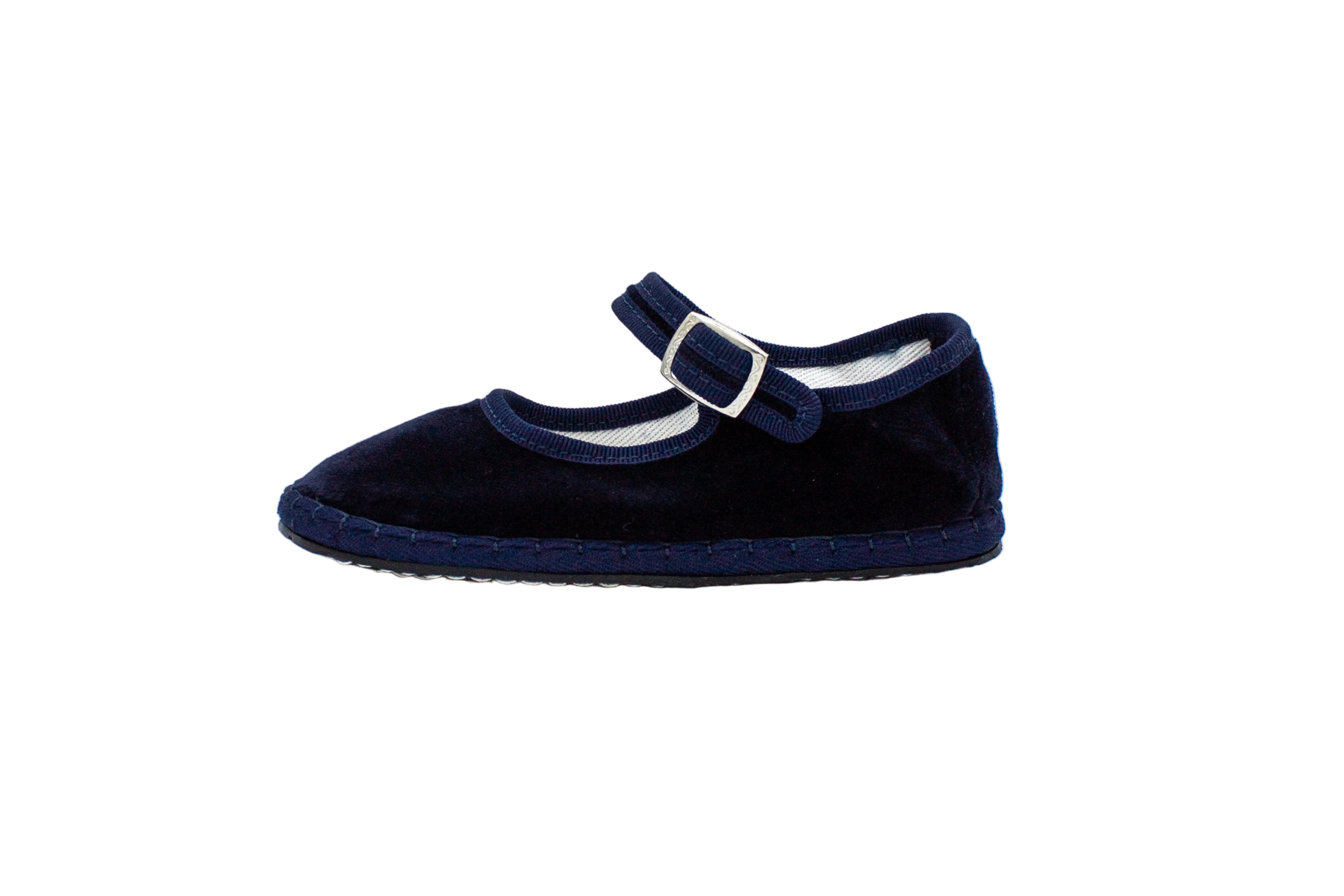 Friulane con cinturino in velluto blu bambini