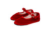 Friulane con cinturino in velluto rosso bambini