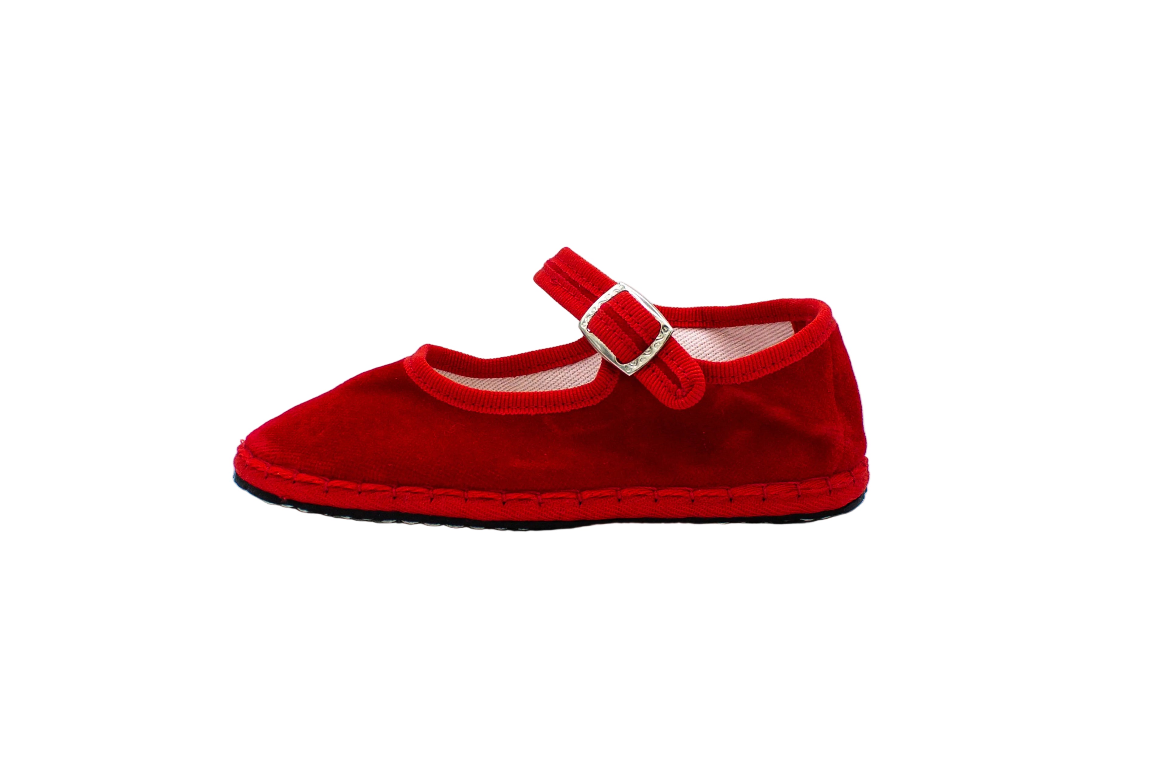 Friulane con cinturino in velluto rosso bambini
