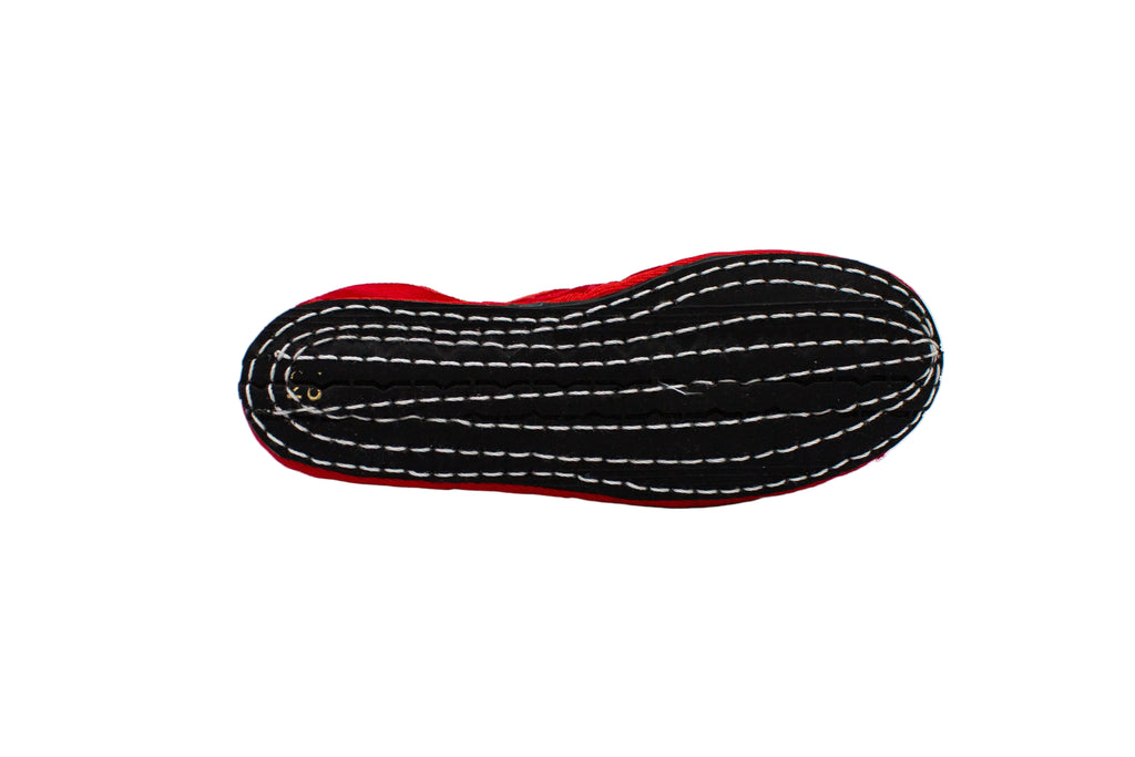 Children's red velvet Friulane with strap